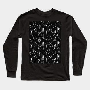 black and white tribal print pattern Long Sleeve T-Shirt